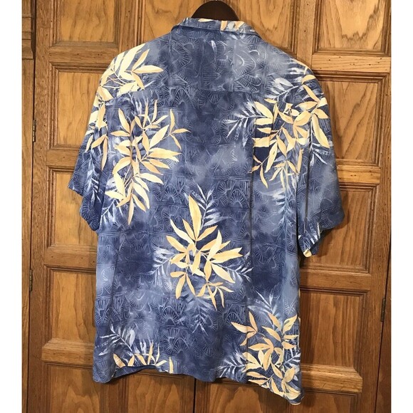 VTG Caribbean Joe Island Supply Co. XL Blue Silk Hawaiian Camp Shirt Button Loop - Picture 7 of 10